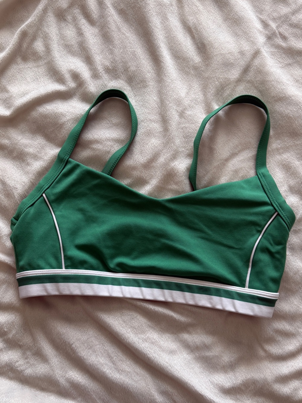 Wilo The Label Women’s Green & White Sports Bra Size Medium Activewear Workout